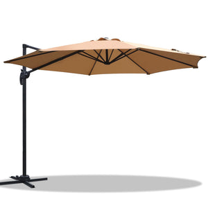 3m Outdoor Umbrella | Cantilever | 360 Degree Tilt | Beach | Roma | Beige