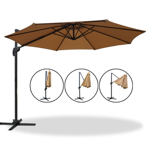 3m Outdoor Umbrella | Cantilever | 360 Degree Tilt | Beach | Roma | Beige