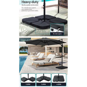 3m Outdoor Umbrella | w/Base | Cantilever Beach Roma | 360 Degree Tilt | Charcoal