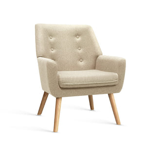 Beige Fabric Dining Armchair