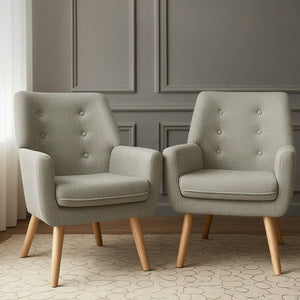Accent Tub Armchairs Set 2pc | Lounge Chairs | Beige | ANNE