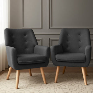 Accent Tub Armchairs Set 2pc | Lounge Chairs | Charcoal | ANNE