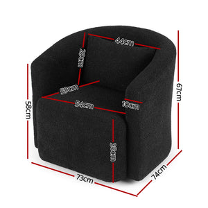Swivel Accent Chair | Round | Sherpa Fleece Upholstery | Black