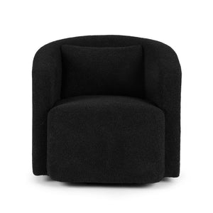 Swivel Accent Chair | Round | Sherpa Fleece Upholstery | Black