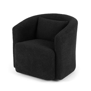 Swivel Accent Chair | Round | Sherpa Fleece Upholstery | Black