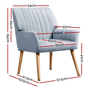 Armchairs Set 2pc | Fabric | Blue Grey