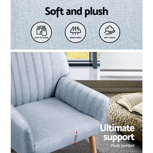Armchairs Set 2pc | Fabric | Blue Grey