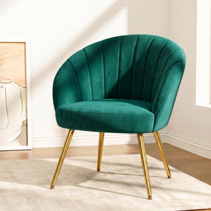 Vintage Green Velvet Studio Styled Arm Chairs