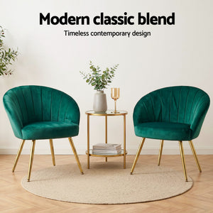 Vintage Green Velvet Studio Styled Arm Chairs