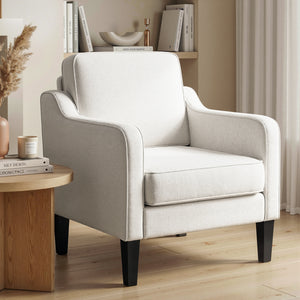 Accent Armchair | Linen Fabric Lounge Chair | Beige