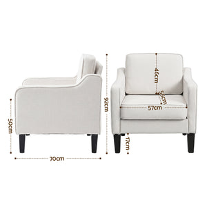 Accent Armchair | Linen Fabric Lounge Chair | Beige