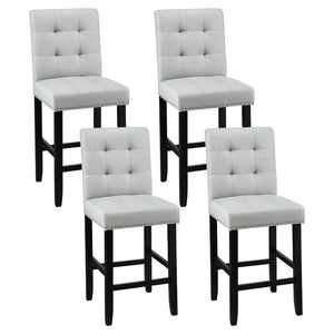Bar Stools Set 4pc | Ada Style | Fabric Seat | Wooden Legs | Grey