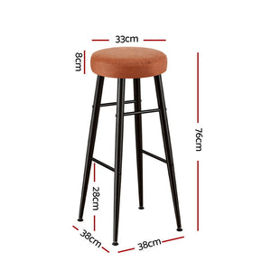 Bar Stools Set 2pc | Round PU Leather Counter Stools | Lane | Brown