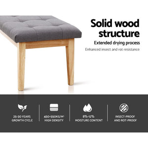 Ottoman Bench | 120cm | Foot Stool | Linen | Grey