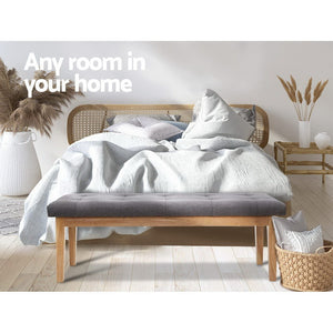 Ottoman Bench | 120cm | Foot Stool | Linen | Grey