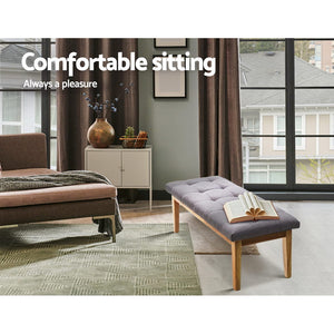 Ottoman Bench | 120cm | Foot Stool | Linen | Grey