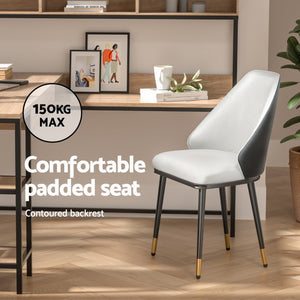 Artiss Dining Chairs | Set of 4 | Leather Seat | Beige & Black