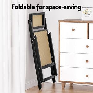 Dining Chairs 4pc | Wooden Rattan | Foldable Design | Black Finish