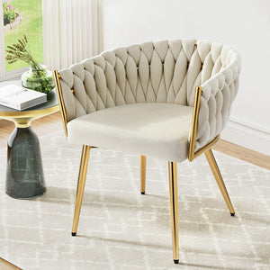 Artiss | Velvet Armchair | Beige | Dining & Lounge Chair