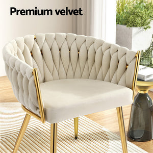 Artiss 2x Velvet Dining Chairs | Armchair | Beige | Upholstered | Modern