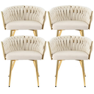 Artiss Dining Chairs | Set of 4 | Velvet Armchair | Beige