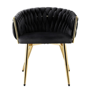 Dining Chair | Single Armchair | Velvet Weaving Design | Black | Cafe, Kitchen & Lounge Seating