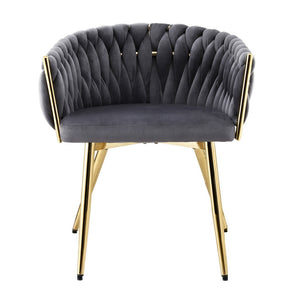 Dining Chair | Single Armchair | Velvet Weaving Design | Grey | Cafe, Kitchen & Lounge Seating