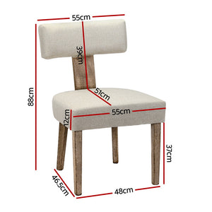 Artiss Dining Chairs | Set of 4 | Linen Fabric | Wooden | Beige