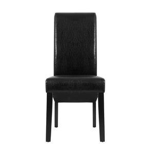 Dining Chairs | Set of 2 | Leather Parsons Chair | Black
