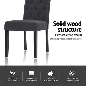 Artiss Dining Chairs | Set of 4 | Linen Parsons Chairs | Dark Grey