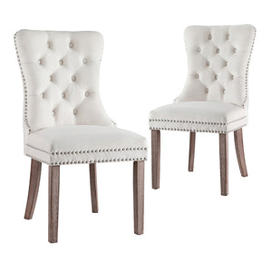 1 Set of 2 Artiss Dining Chairs | Beige Velvet