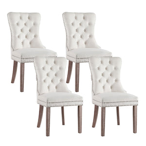 Artiss Dining Chairs | Set of 4 | Velvet | Beige