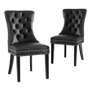 1 Set of 2 Artiss Dining Chairs | Black Leather