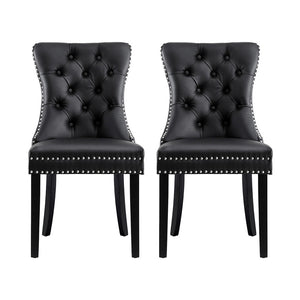 1 Set of 2 Artiss Dining Chairs | Black Leather