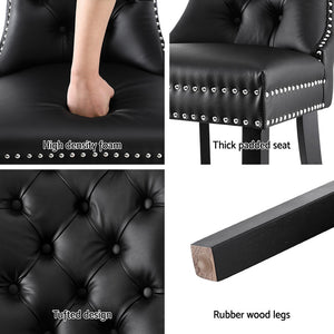 1 Set of 2 Artiss Dining Chairs | Black Leather