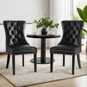 1 Set of 2 Artiss Dining Chairs | Black Leather
