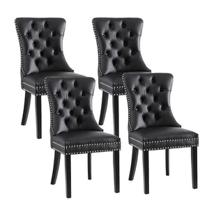 Artiss Dining Chairs | Set of 4 | Leather | Black