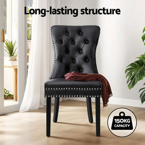 Artiss Dining Chairs | Set of 4 | Leather | Black