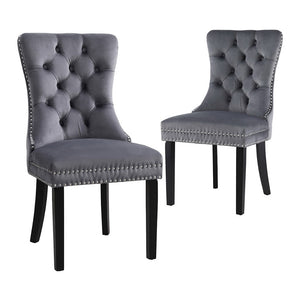1 Set of 2 Artiss Dining Chairs | Grey Velvet