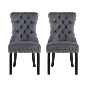 1 Set of 2 Artiss Dining Chairs | Grey Velvet
