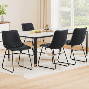 PU Leather Retro Accent Chairs Set 4pc | Black (Version B)