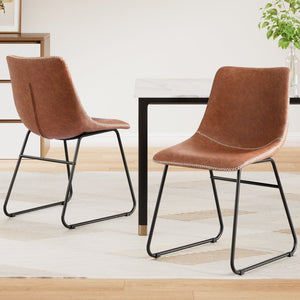 Dining Chairs Set 2pc | Retro Style | PU Leather | Brown