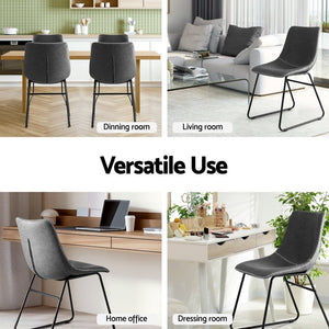 Dining Chairs Set 2pc | Retro Style | PU Leather | Grey