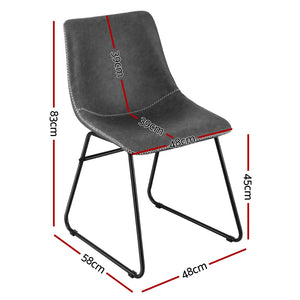 PU Leather Retro Dining Chairs Set 4pc | Grey (Style 2)