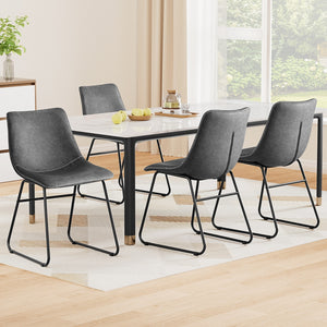 PU Leather Retro Dining Chairs Set 4pc | Grey (Style 2)