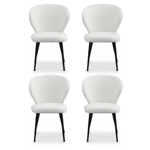 Sherpa Boucle Wingback Chairs Set 4pc | White
