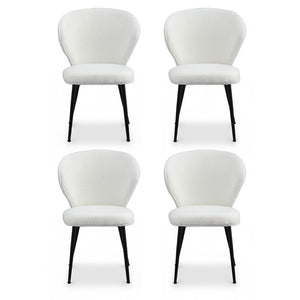 Sherpa Boucle Wingback Chairs Set 4pc | White