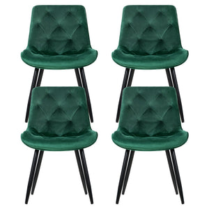 Artiss Dining Chairs | Set of 4 | Velvet Diamond Tufted | Green