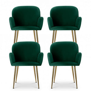 Dining Chairs Set 4pc | Velvet Armchairs | Green