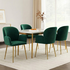 Dining Chairs Set 4pc | Velvet Armchairs | Green